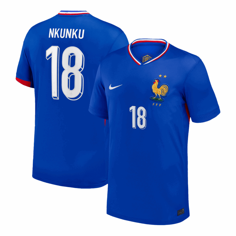 NKUNKU #18 France Euro Home Soccer Jersey 2024 Blue