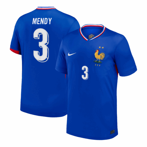 MENDY #3 France Euro Home Soccer Jersey 2024 Blue