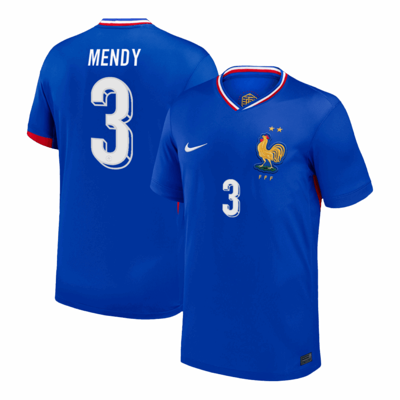 MENDY #3 France Euro Home Soccer Jersey 2024 Blue
