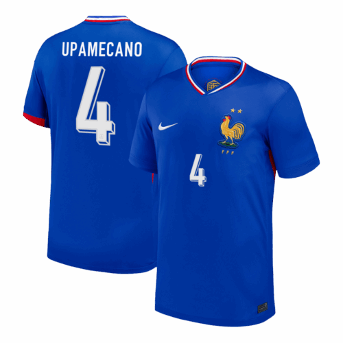 UPAMECANO #4 France Euro Home Soccer Jersey 2024 Blue