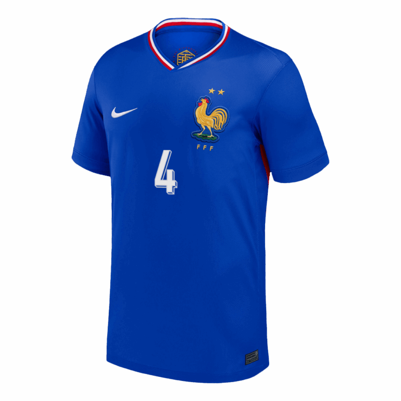 UPAMECANO #4 France Euro Home Soccer Jersey 2024 Blue