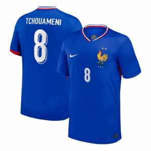 TCHOUAMENI #8 France Euro Home Soccer Jersey 2024 Blue