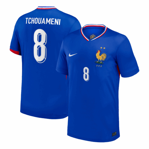 TCHOUAMENI #8 France Euro Home Soccer Jersey 2024 Blue