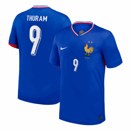 THURAM #9 France Euro Home Soccer Jersey 2024 Blue
