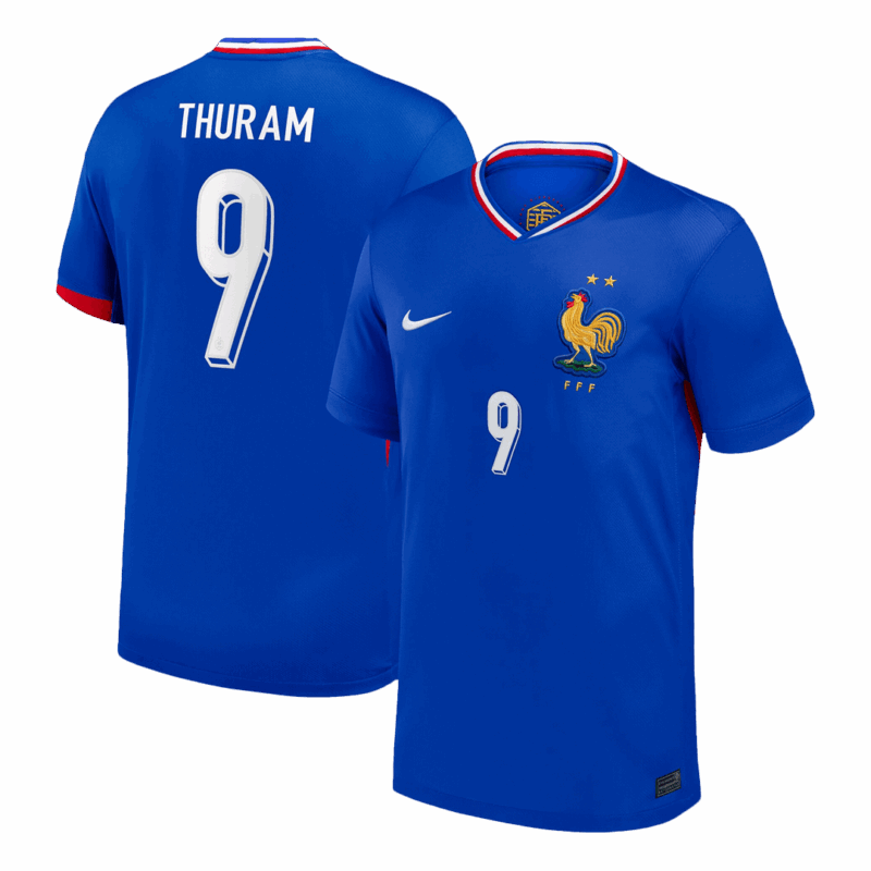 THURAM #9 France Euro Home Soccer Jersey 2024 Blue
