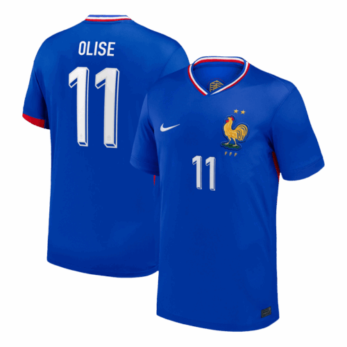 612065_1 OLISE #11 France Euro Home Soccer Jersey 2024 Blue