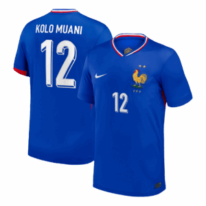 KOLO MUANI#12 France Euro Home Soccer Jersey 2024 Blue