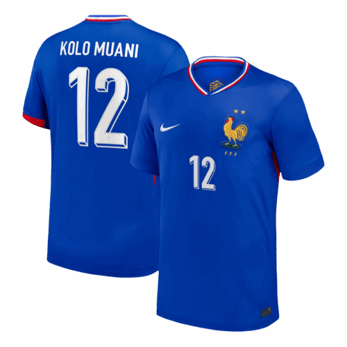 612087_1 KOLO MUANI#12 France Euro Home Soccer Jersey 2024 Blue
