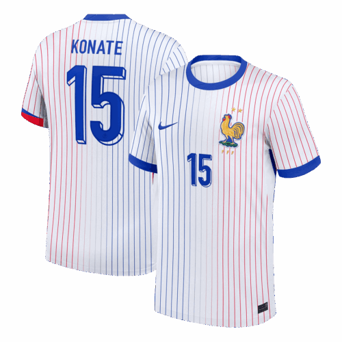 612253_1 KONATE #15 France Euro Away Soccer Jersey 2024 White