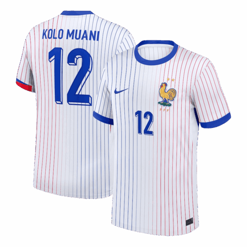 612297_1 KOLO MUANI#12 France Euro Away Soccer Jersey 2024 White