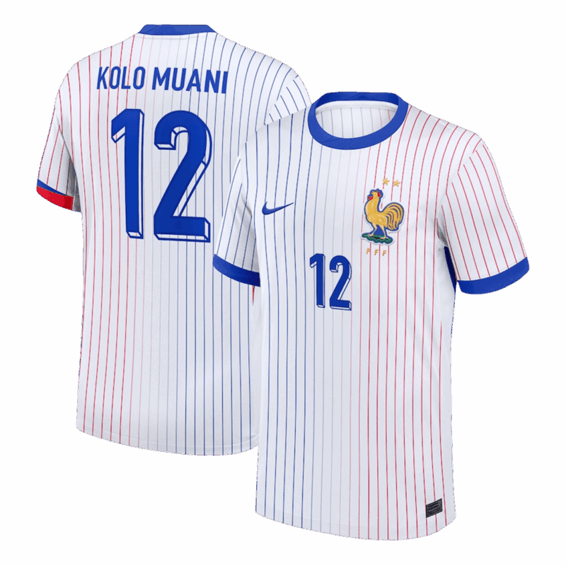 KOLO MUANI#12 France Euro Away Soccer Jersey 2024 White