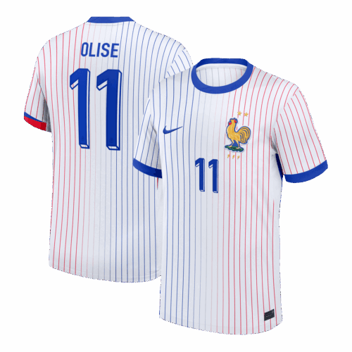 612319_1 OLISE #11 France Euro Away Soccer Jersey 2024 White