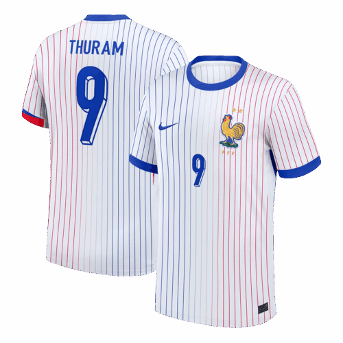 612341_1 THURAM #9 France Euro Away Soccer Jersey 2024 White