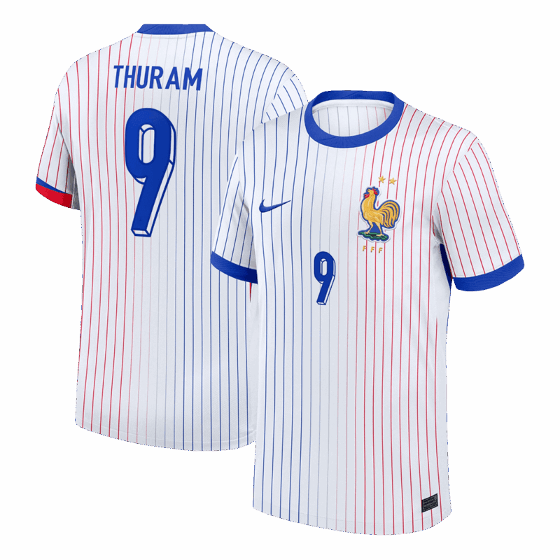 THURAM #9 France Euro Away Soccer Jersey 2024 White