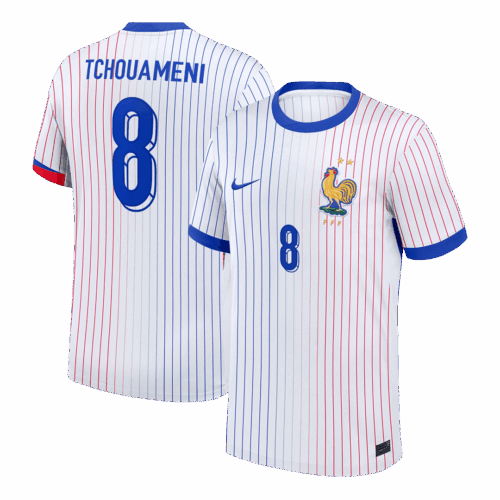 612385_1 TCHOUAMENI #8 France Euro Away Soccer Jersey 2024 White