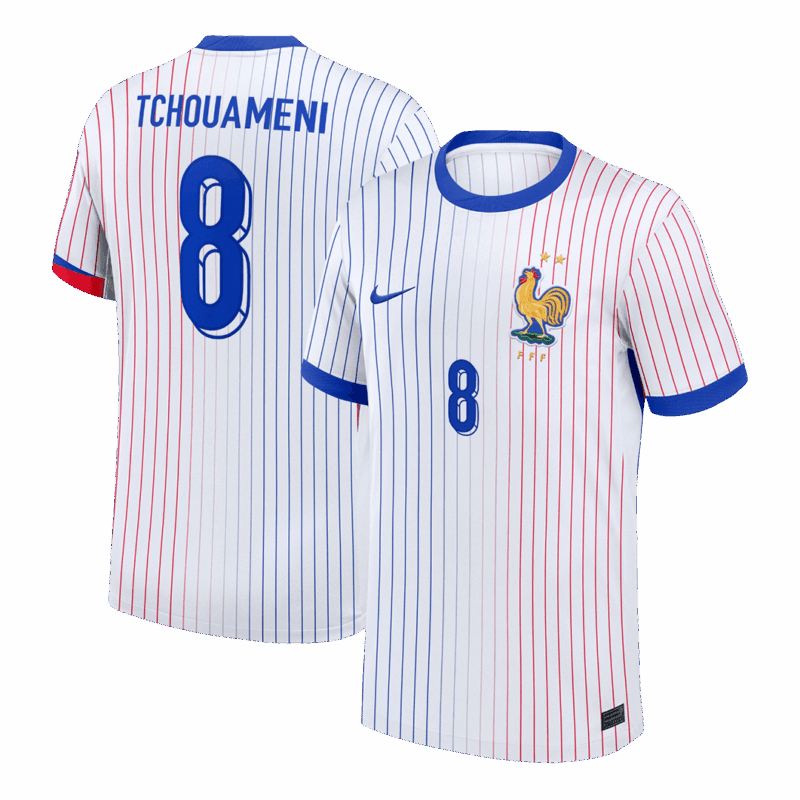 TCHOUAMENI #8 France Euro Away Soccer Jersey 2024 White