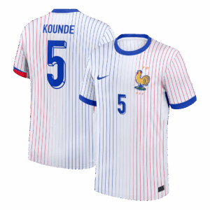 KOUNDE #5 France Euro Away Soccer Jersey 2024 White