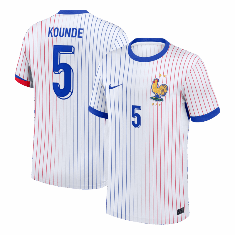 KOUNDE #5 France Euro Away Soccer Jersey 2024 White