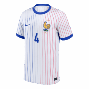 UPAMECANO #4 France Euro Away Soccer Jersey 2024 White