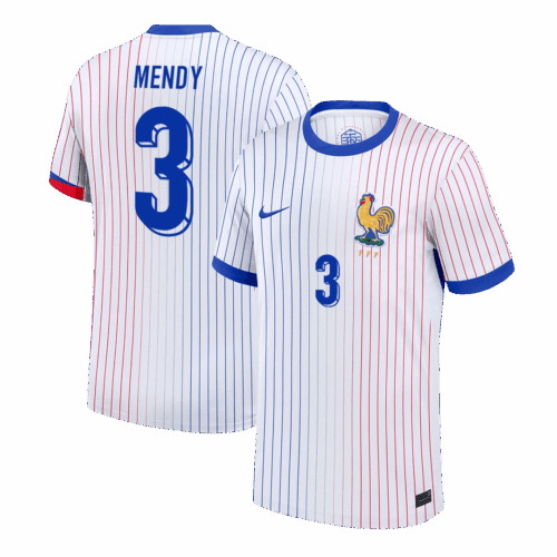 612495_1 MENDY #3 France Euro Away Soccer Jersey 2024 White