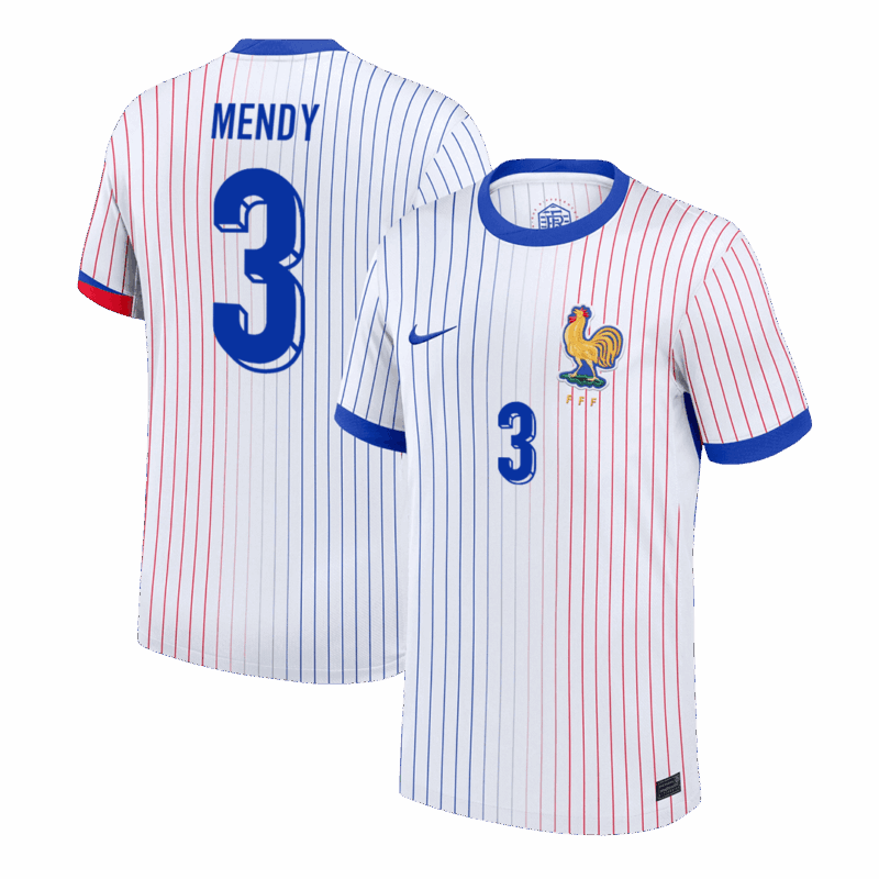 MENDY #3 France Euro Away Soccer Jersey 2024 White