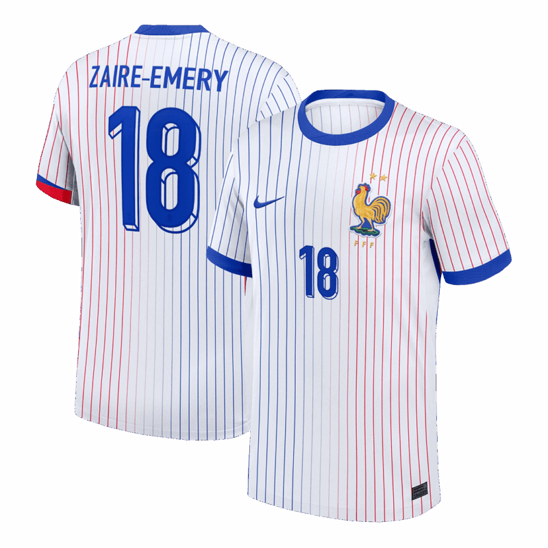 612759_1 ZAIRE-EMERY #18 France Euro Away Soccer Jersey White