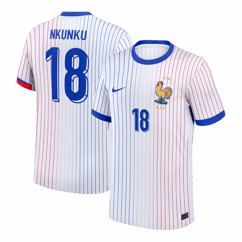 NKUNKU #18 France Euro Away Soccer Jersey 2024 White