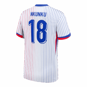NKUNKU #18 France Euro Away Soccer Jersey 2024 White