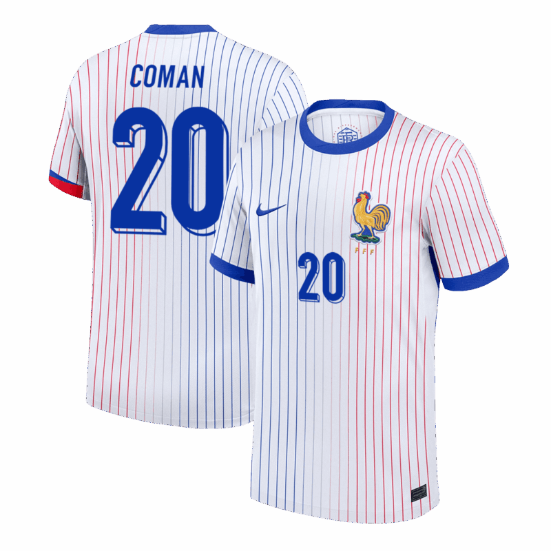 612847_1 COMAN #20 France Euro Away Soccer Jersey 2024 White