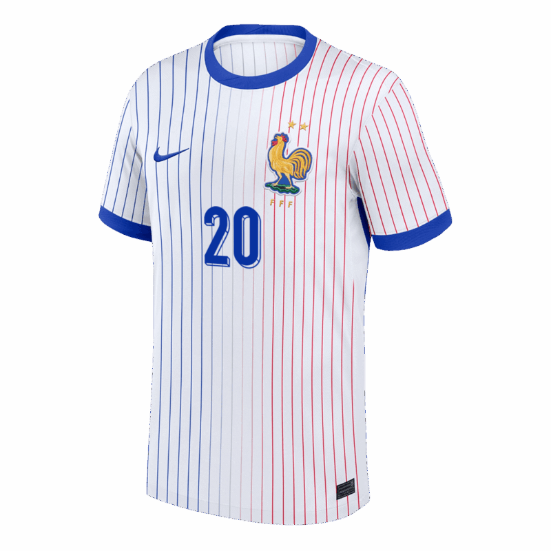 612847_2 COMAN #20 France Euro Away Soccer Jersey 2024 White