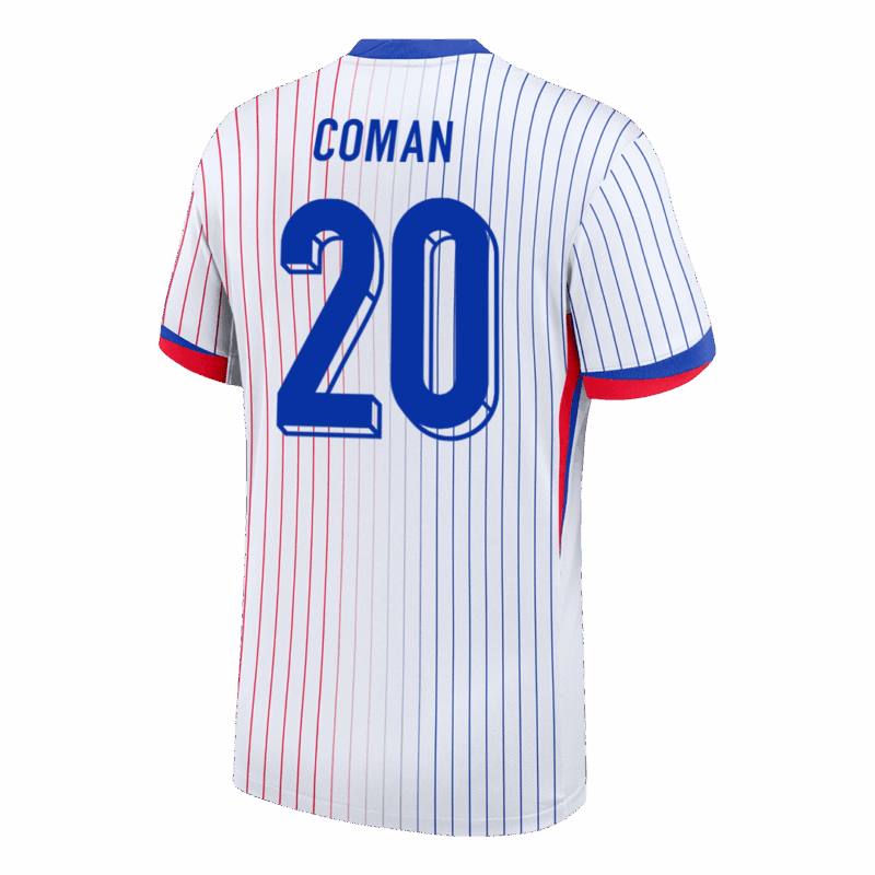 612847_3 COMAN #20 France Euro Away Soccer Jersey 2024 White