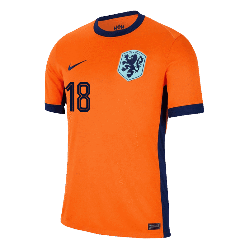 MALEN #18 Netherlands Home Soccer Jersey EURO 2024