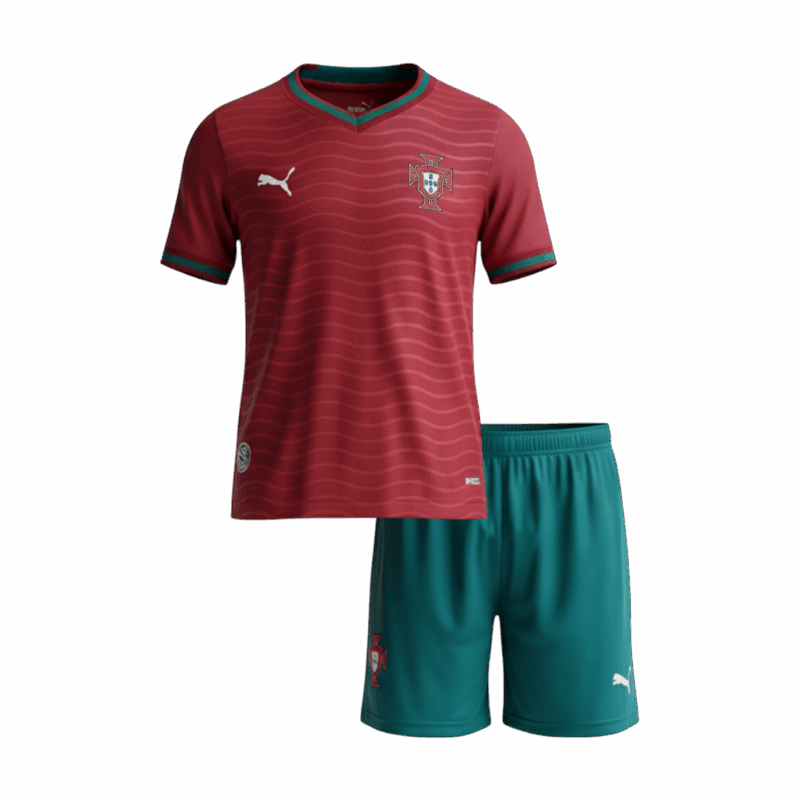 Kid's Portugal Home Soccer Jersey Kit(Jersey+Shorts) World Cup 2026 Red