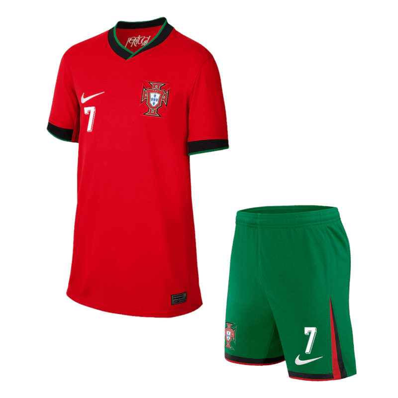 RONALDO #7 Portugal Home Kids Soccer Jerseys Kit EURO 2024