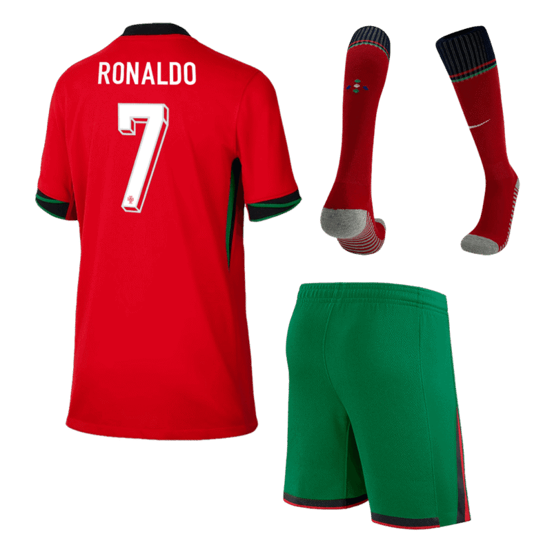 RONALDO #7 Portugal Home Kids Soccer Jerseys Full Kit EURO 2024
