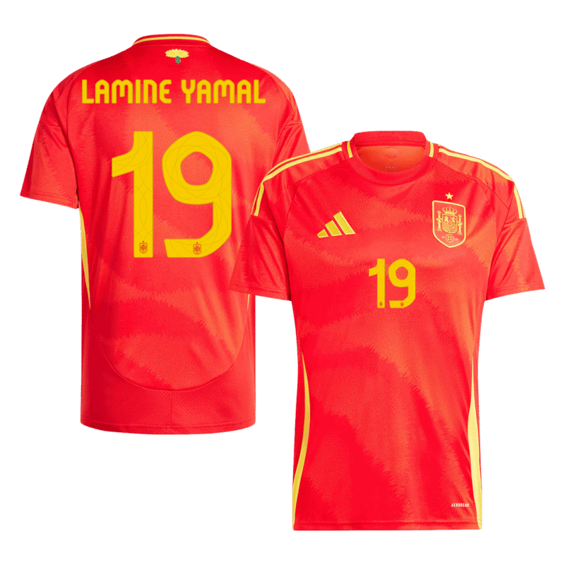 LAMINE YAMAL #19 Spain Home Soccer Jersey EURO 2024