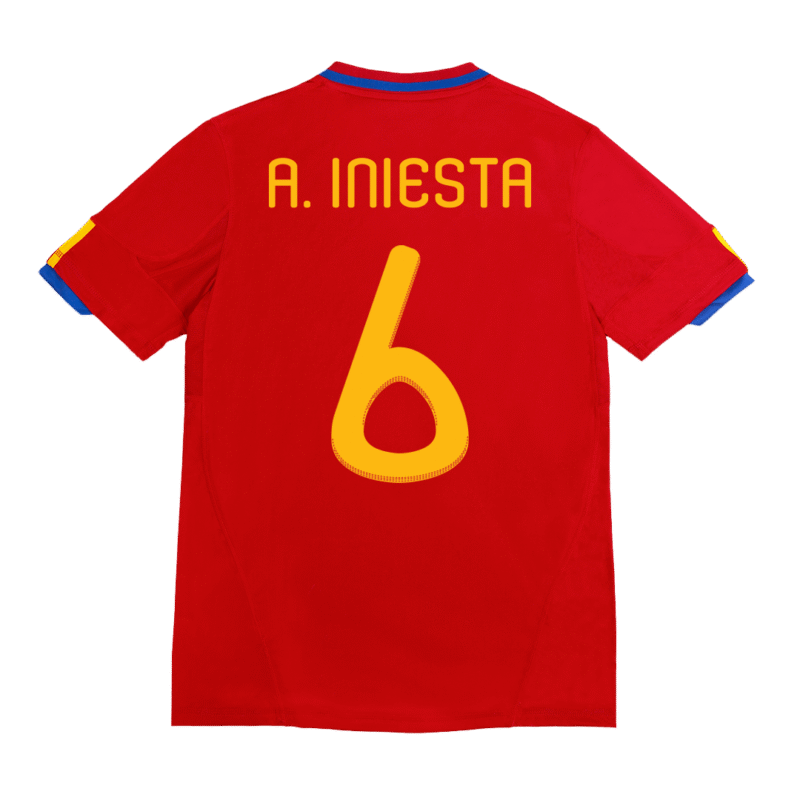 Vintage Soccer Jersey A. INIESTA #6 Spain Home 2010